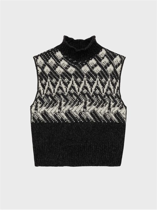 Wool and Alpaca Sleeveless Turtleneck with Nordic Jacquard Pattern ALPHA STUDIO | AD8610H2341